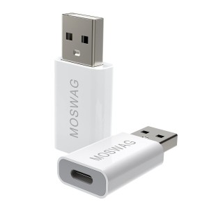 MOSWAG USB C 女性 - USB 男性アダプタ 2 個入り、USB C - USB アダプタ白 Apple MagSafe 充電器、iMac、MacBook Pro、MacBook、ノートパ