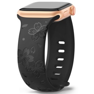 (HEARTBOOM) コンパチブル Apple Watch バンド アップルウォッチ バンド シリコン製 桜花柄 Apple Watch ベルト長さ無段階調整 Apple Wat