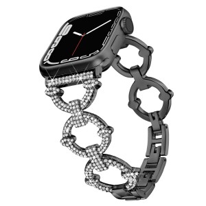 互換Apple Watch ベルト アップルウォッチバンド 丸型 ダイヤモンド付き 金属ベルト series 9/8/7/6/SE/5/4/3/2/1対応 女性向け 華やか 