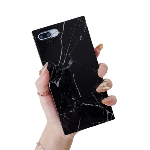 Cocomii 正方形 大理石 iPhone 8 Plus/7 Plus ケース, 薄型 光沢 柔軟 TPU シリコン ラバー ゲル トランク ボックス スクエア エッジ フ