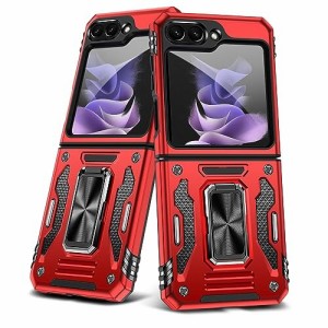 Galaxy Z Flip5 用ケース リング付き スライド式カメラカバー 耐衝撃 スタンド機能 車載ホルダー レンズ保護 ギャラクシー Z フリップ5 