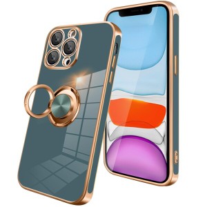 iPhone11 Pro ケース リング付き スマホケース iphone 11 pro 耐衝撃 メッキ加工 TPU 携帯カバー 車載ホルダー 360度回転 多機能 スタン