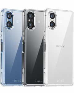 Xperia 5v ケース クリア SO-53D SOG12 カバー 耐衝撃 ストラップ ホール付き ワイヤレス充電対応 耐久性 薄型 軽量 全透明 レンズ保護 