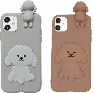 iPhone12promax シリコン 犬 子犬 かわいい キャラクター 体効果 耐衝撃 傷防止 レンズ保護 ソフト アイフォン (iPhone12promax, brown（