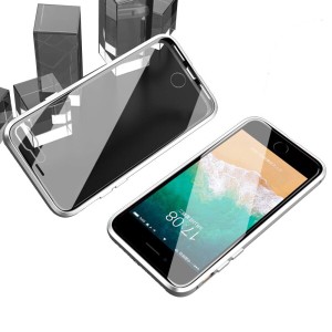 iPhone se3 ケース iPhone se2 ケース iPhone 8 ケース iPhone 7 カバー 透明 両面 強化 ガラス アルミ バンパー 360°全面保護 アイフォ