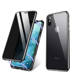 LONYAN iPhone XS Max用ケース 両面ガラスケース液晶画面保護ガラス付き 360度フルカバー マグネット吸着 全面保護 9H硬度 傷つけ防止 iP