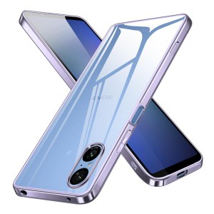 Xperia 5 V ケース クリア SO-53D SOG12 スマホケース XQ-DE44 透明 ソニー エクスペリア 5V カバー tpu ソフト 薄型 背面クリア 紫 スト