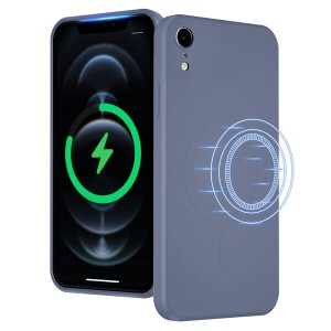 UEEBAI iPhone XR 用 ケース MagSafe対応 ワイヤレス充電対応 マグネット搭載 軽量 リキッド シリコンスマホケース 磁気吸着ケース レン