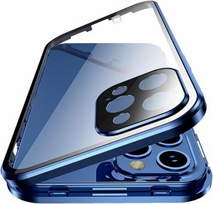 iPhone 15 Pro Max ケース 全面カバー ロック機能付き+マグネット式 両面クリア強化ガラス 安全ロック カメラ保護 アルミバンパー アイフ