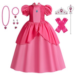 新しい女の子の王女のドレス ビキニ王女のドレス コス子供スーパーマリオ マリオゲームドレス クリスマスドレス