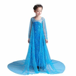 (Dressy Daisy) 幼児 女の子 雪 プリンセス ドレス 子供 ハロウィン 仮装 お姫様 コスプレ クリスマス パーティー 衣装 青い サイズ 4〜5