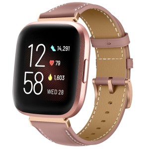 (LanQii) レザーバンド Fitbit Versa 2 /Fitbit Versa 対応 バンド PUレザー素材 ベルト ソフト 柔軟性 ビジネス風 交換ベルト レディー