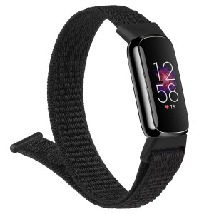 ベルト for Fitbit Luxe バンド Fitbit Luxe ベルト, ソフトナイロンベルト柔らかい 調節可能 (ブラック)