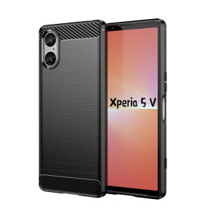 Xperia 5 V 用の スマホケース エクスペリア 5 V 用の ケース カバー ケース 炭素繊維カバー (素材/TPU) 指紋防止 滑り止め 薄型 軽量 耐