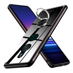 Xperia XZ3 ケース リング クリア 耐衝撃 SO-01L SOV39 カバー 透明 TPU 軽量 薄型 ストラップホール付き 黄変防止 360°回転 車載ホルダ