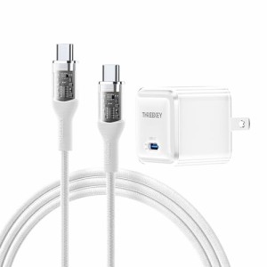 THREEKEY 30W PD 急速充電器 iPhone15 充電器 付き USB-C to USB-C ケーブル1m 小型コンパクトiPhone 15シリーズ/Galaxy S23/Google Pixe