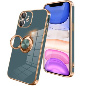 iPhone11 ケース リング付き スマホケース アイフォン 11 耐衝撃 カバー メッキ加工 TPU 携帯カバー 車載ホルダー 360度回転 多機能 スタ