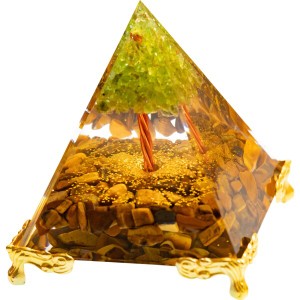 DANNY LIB オルゴナイト ピラミッド ピラミッド型 ペリドット タイガーアイ ツリーオブライフ 生命の樹 レジン チャクラ 浄化用 おまけ 