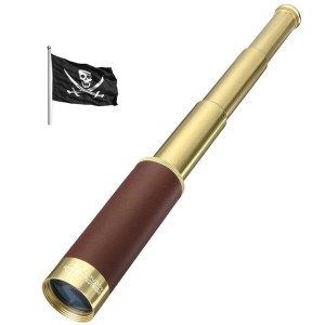 Laupha 海賊望遠鏡 ビンテージ単眼鏡 25×30 伸縮自在 小型 携帯便利 子供の望遠鏡 コスプレー オモチャ カリブの海賊