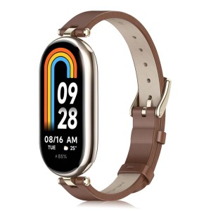 (LanQii) レザーバンド Xiaomi Smart Band 8 / Xiaomi Mi Band 8 対応 バンド ベルト ソフト 柔軟性 ビジネス風 交換ベルト レディース&