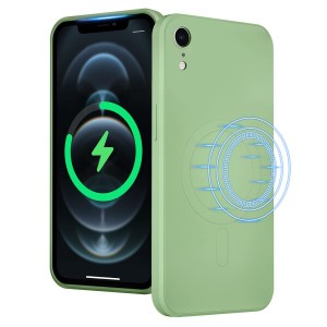 UEEBAI iPhone XR 用 ケース MagSafe対応 ワイヤレス充電対応 マグネット搭載 軽量 リキッド シリコンスマホケース 磁気吸着ケース レン