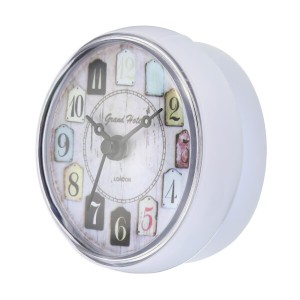 PATIKIL 防水シャワー時計 ノンカチカチ サイレント ミニかわいいミラー掛け時計 吸盤付き バスルーム キッチン 家の装飾用 ホワイト/ブ
