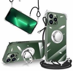 iPhone 13 Pro Max ケース クリア 透明 リング付き ショルダー 調節可能 肩がけ 首掛け 紐付き 斜めがけ スマホケース アイフォン 13 プ