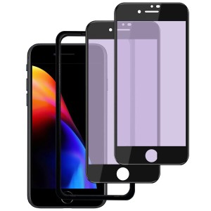 DXFAU 強化ガラスフィルム iPhone SE第3世代 / SE第2世代 iPhone 8/7用 ブルーライトカット 4.7インチ対応 全面保護フィルム 硬度9Ｈ 滑