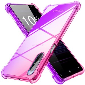 Xperia 5 ケース クリア 薄型 グラデーション色 ケース SO-01M SOV41 901SO ケース 軽量 tpu 耐衝撃 スマホケース 透明 米軍MIL規格取得 