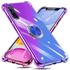 Xperia Ace II ケース リング付き クリア TPU グラデーション色 xperia ace2 SO-41B 携帯カバー 耐衝撃 透明 車載ホルダー対応 一体型 落