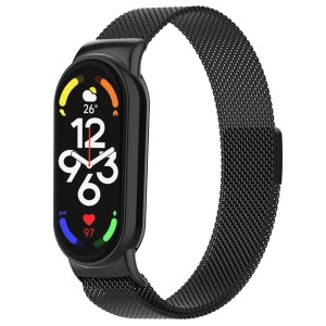 (PONATTENO) 交換用バンド For Xiaomi Smart Band 8 用バンド ステンレス鋼 ブレスレット 交換ベルト 無段階調節可能 工具不要 (ブラック