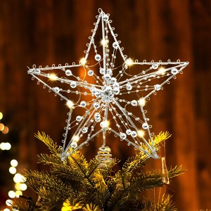 ツリートップ 星 クリスマスツリー スタートップ 20cm キラキラ光る ledライト付き クリスマス飾り クリスマスツリー オーナメント chris