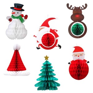HEALLILY クリスマス装飾装飾サンタクリスマスヘラジカクリスマスツリー形状提灯ハンギング装飾品家庭用モール休日の装飾6個 (ランダムス