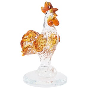 VORCOOL おんどり オーナメント 小さな ガラス 動物 雄牛 装飾 デスクトップ 装飾 ガラス 鶏 置物 水晶 鶏 彫像 鶏 ミニチュア フィギュ
