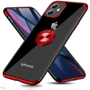 iPhone 11 用 ケース リング付き クリア 透明 TPU 耐衝撃 車載ホルダー対応 スタンド機能 防塵 薄型 軽量 落下防止 一体型 変形防止 全面