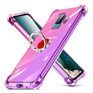 Galaxy S9 plus 用 ケース 耐衝撃 リング クリア 透明 Galaxy S9 plus カバー 耐衝撃 TPU クリア 透明 スリム 薄型 グラデーション スタ