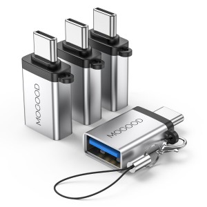 MOGOOD USB CからUSBアダプターUSB CアダプターからUSB USB USB CオスからUSB 3.0メスアダプター（4パック、シルバー）変換器はノートパ