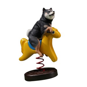 JXK ロッキングホースに乗る柴犬 ホームデコ オブジェ 繊細なディテール 柴犬好きな方へのプレゼント