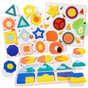 CORPER TOYS 木製パズル 型はめパズル かたはめ 積み木 形合わせ 子ども 木製おもちゃ パズル フルーツ 果物 形認識 カラフル モンテッソ