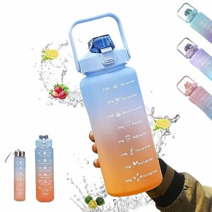 Dzannc 水筒 2リットル アワーマーカー付き 水筒2l/800ml/300ml 大容量 BPAフリー 男女兼用 超軽量 耐冷耐熱 水漏れ防止 携帯用 3PCS お