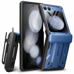 Tongate Samsung Galaxy Z Flip 5 ケース（2023）、［ヒンジ保護］［外画面保護器と隠し脚を内蔵］軍用級防振携帯ケース ベルトクリップ
