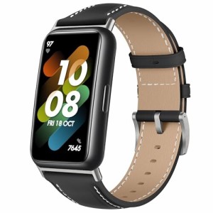 (LanQii) レザーバンド For HUAWEI Band 7 対応 バンド PUレザー素材 ベルト ソフト 柔軟性 ビジネス風 交換ベルト レディース&メンズ 革