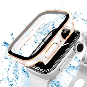 ANYOI 対応 Apple Watch ケース 40mm 防水ケース 3D直角エッジデザイン メッキ加工 アップルウォッチ カバー ガラスフィルム アップルウ