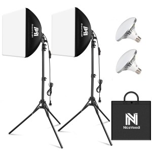NiceVeedi 2パック写真撮影ソフトボックス 40x40cmライトボックス LED 撮影用照明キット 160cm調整可能三脚付き 5400K 写真照明用セット 