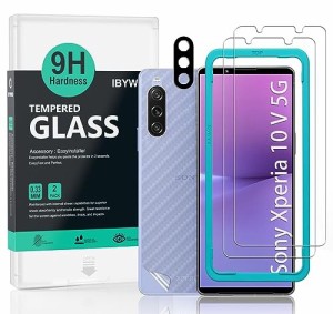 IBYWIND ガラスフィルム Sony Xperia 10 V 5G（6.1インチ）用スクリーンプロテクター 強化ガラス2枚 カメラレンズプロテクター1枚 裏当て