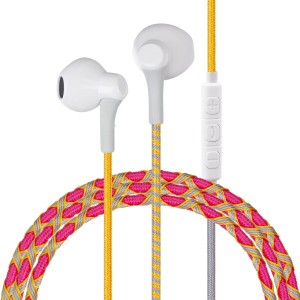 URIZONSカラー編み糸3.5 mmイヤホン有線-有線イヤホン入耳式耳栓巻き防止汚れ防止子供向け3.5 MM丸穴のHuawei/Xiaomi/Samsung/Iphone携帯