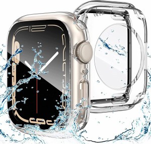 (ILYAML)  for Apple Watch ケース 360度全面防水 バンド 水泳・スポーツ専用 ガラスフィルム 一体型 apple watch 用 カバー 360フルボデ