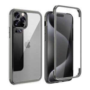 YSAN iPhone15Plus ケース 360度全面保護 (100％画面感度)(両面透明) クリアフルカバー 米軍MIL規格 透明 耐衝撃 薄型 軽量 シリコーンフ