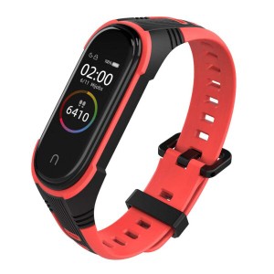 XIHAMA For Xiaomi Miband7 / Miband6 / Miband5 ブレスレット シリコンバンド Mi Band 5/6/7 交換用ベルト (Miband765 黒/赤)