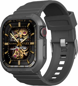 (AIYYXX) アップルウォッチ バンド シリコン Apple Watch バンド 41mm 40mm 38mm 耐衝撃 PC TPU 二重構造 長さ調整可能 シリコン製 耐衝